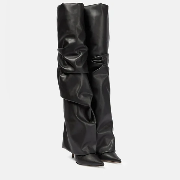 ALEXANDRE VAUTHIER Black Draped Thigh-High Boots Sz 41 (US 10/11) - Picture 2 of 16